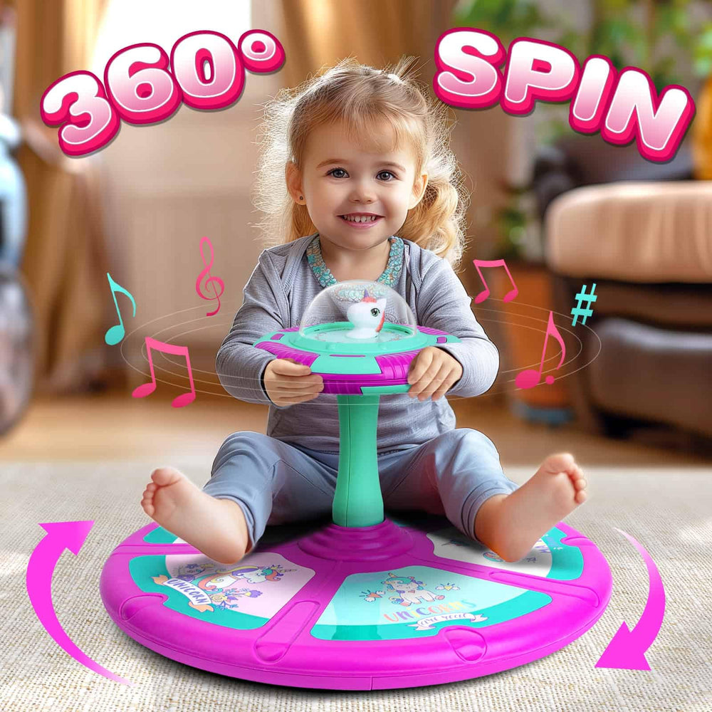 RMOKA Unicorn Sit and Spin Toy side spin action encourages active movement and motor skill development.
