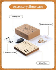 Rnfinewow 3D puzzle parts laid out on a desk for assembly