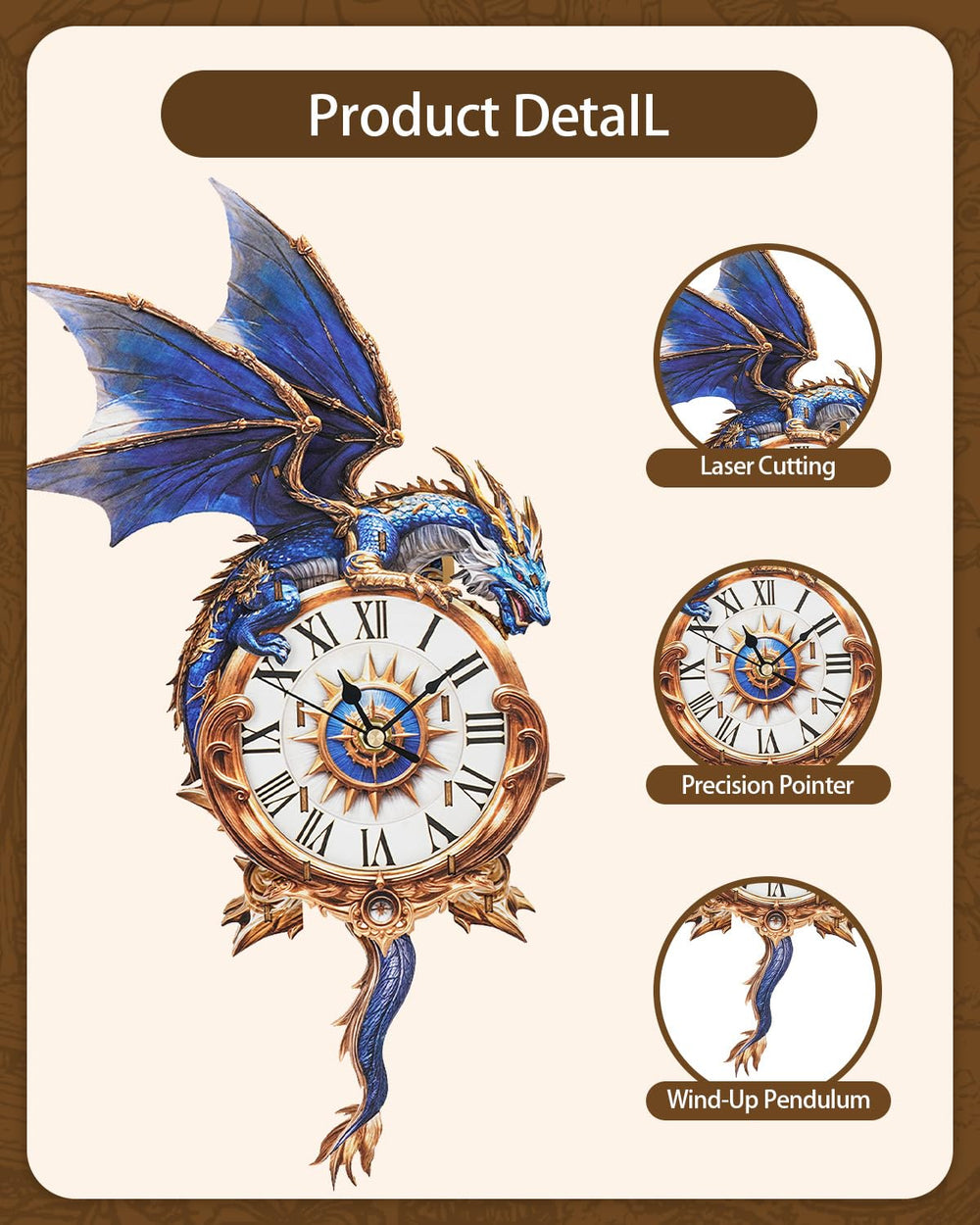 Rnfinewow artistic clock decor for living room or office