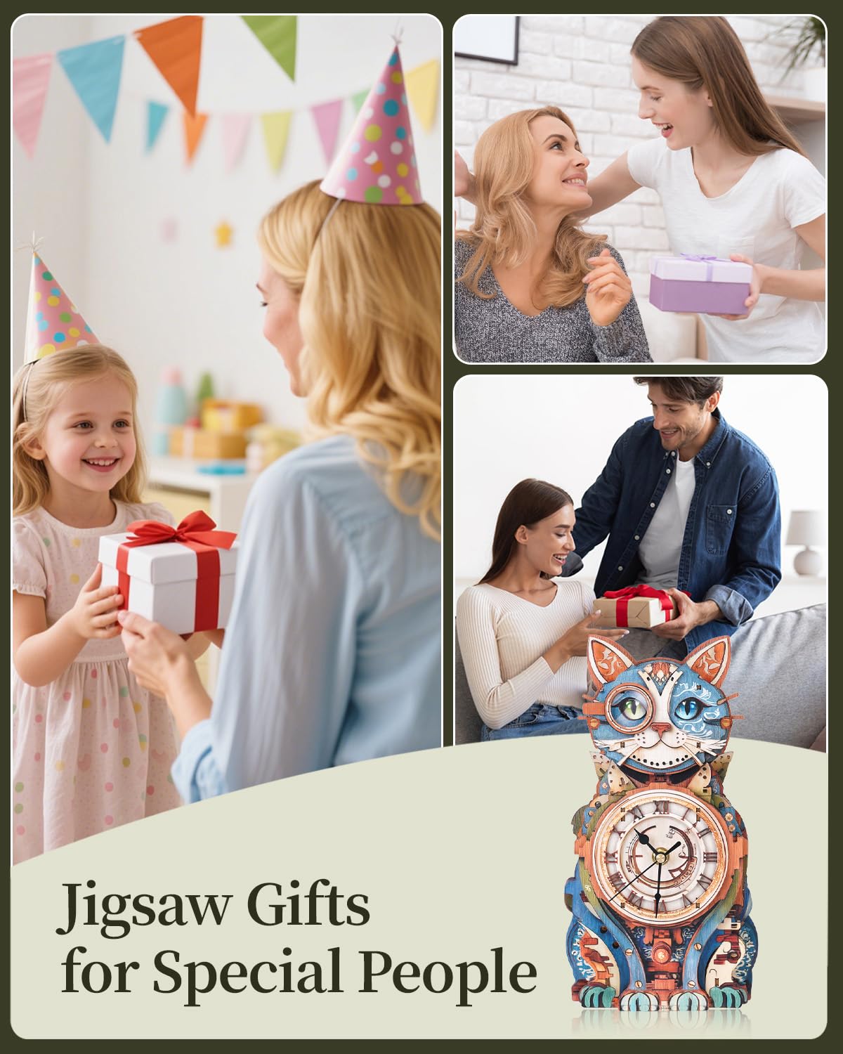 Rnfinewow artistic puzzle clock decoration for stylish spaces