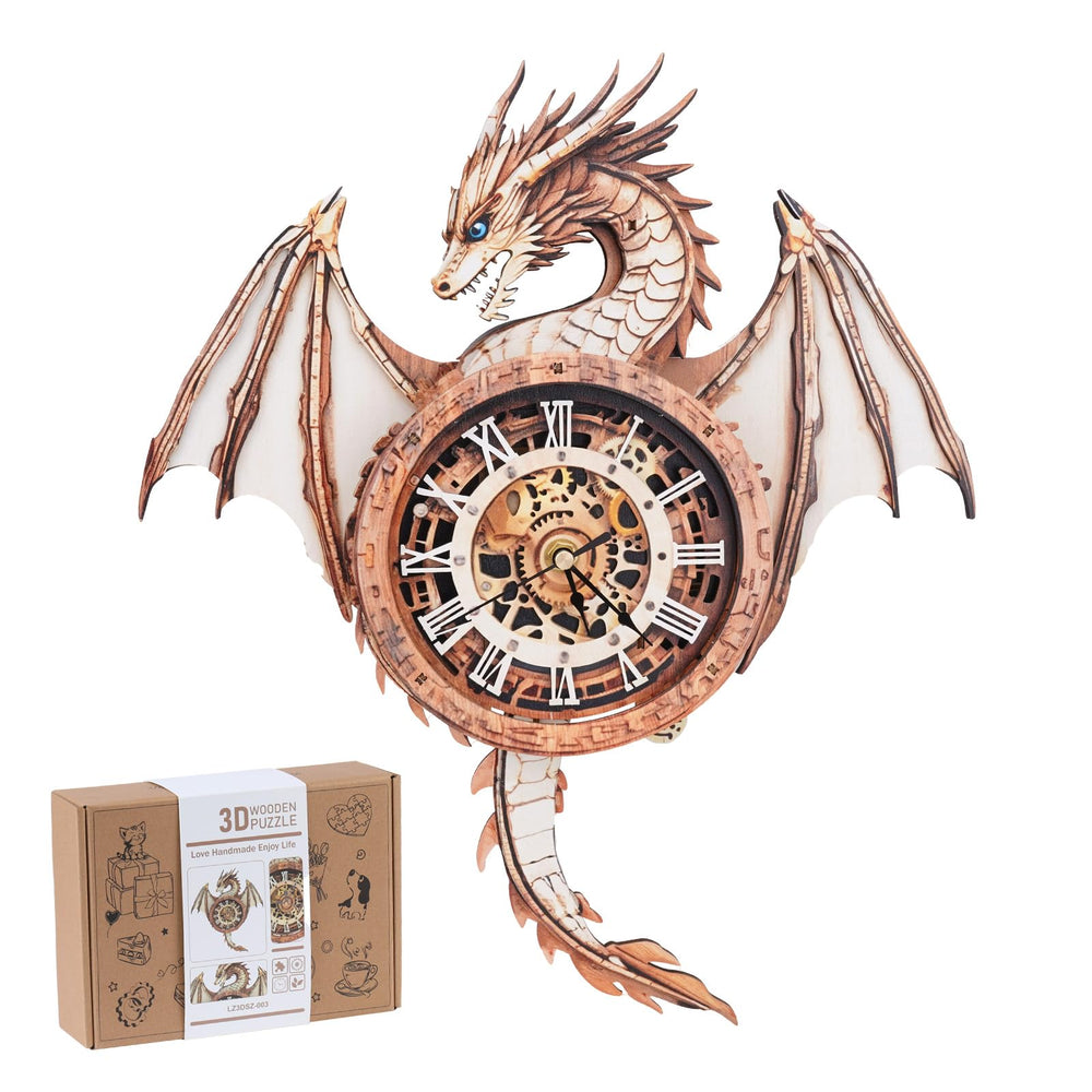 Rnfinewow dragon clock puzzle with pendulum adds a striking decorative focal point.