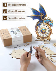 Rnfinewow blue dragon clock with movable pendulum adds dynamic charm