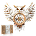Rnfinewow Snowy Owl Clock front view for stylish wall display and timekeeping