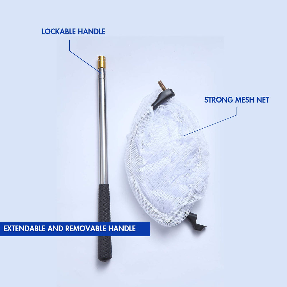 Rngeo butterfly net extendable to 70 inches for reaching high branches.