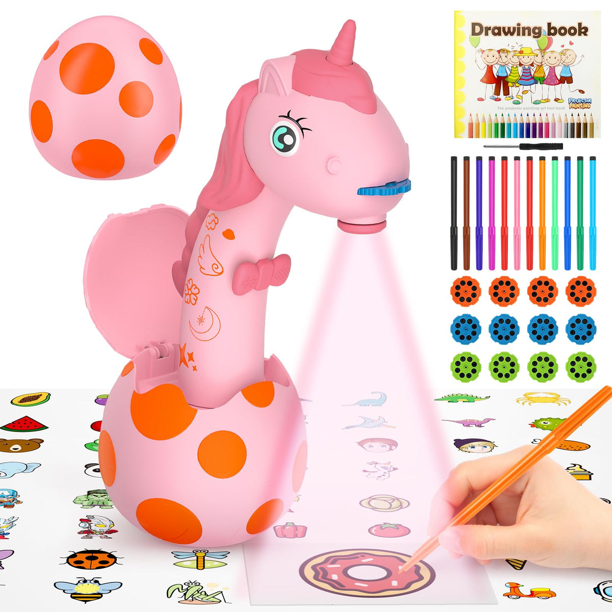 RNGODO Unicorn Drawing Projector product shot highlighting portable, kid-friendly design.