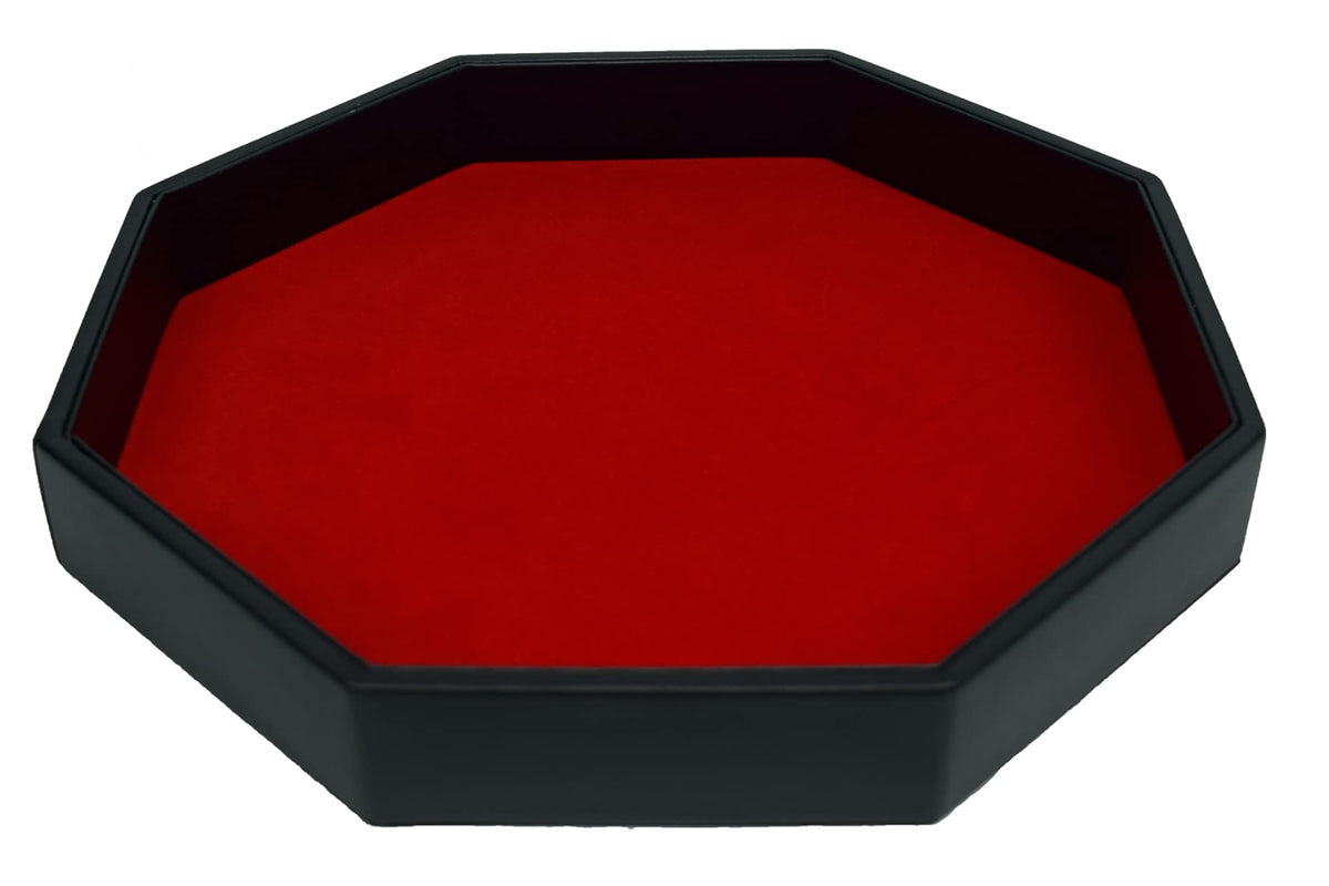 RNK Gaming 11.5-inch octagon dice tray with red velvet interior for quiet rolls.