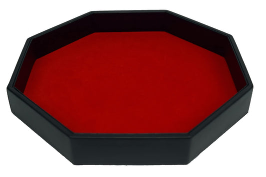 RNK Gaming 11.5-inch octagon dice tray with red velvet interior for quiet rolls.