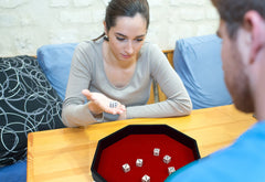 RNK Gaming red octagon tray enhances DnD sessions with neat containment.