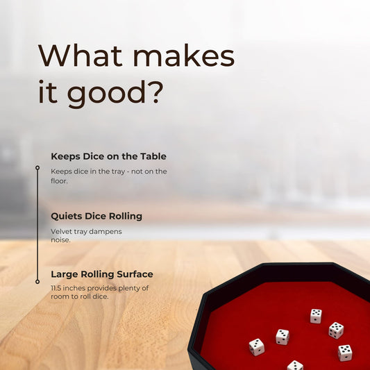 RNK Gaming red velvet interior keeps dice contained on the table.