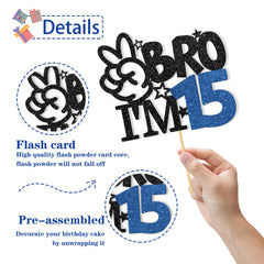 RoadSea 15th birthday boy cake topper, ready to decorate with black glitter