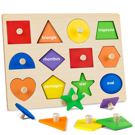 Roberly Shape Puzzles top view highlights color and shape recognition for toddlers.