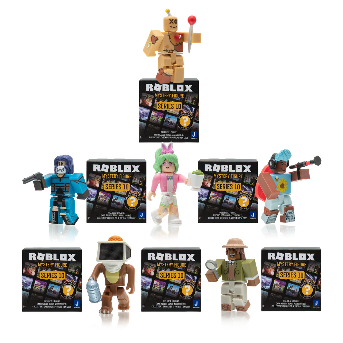 Roblox Celebrity Series 10 six-pack front view offers colorful figures for play and display.