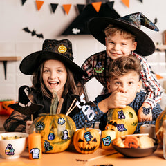 Robmoda neon Halloween pumpkins stickers decorate water bottles with vibrant style