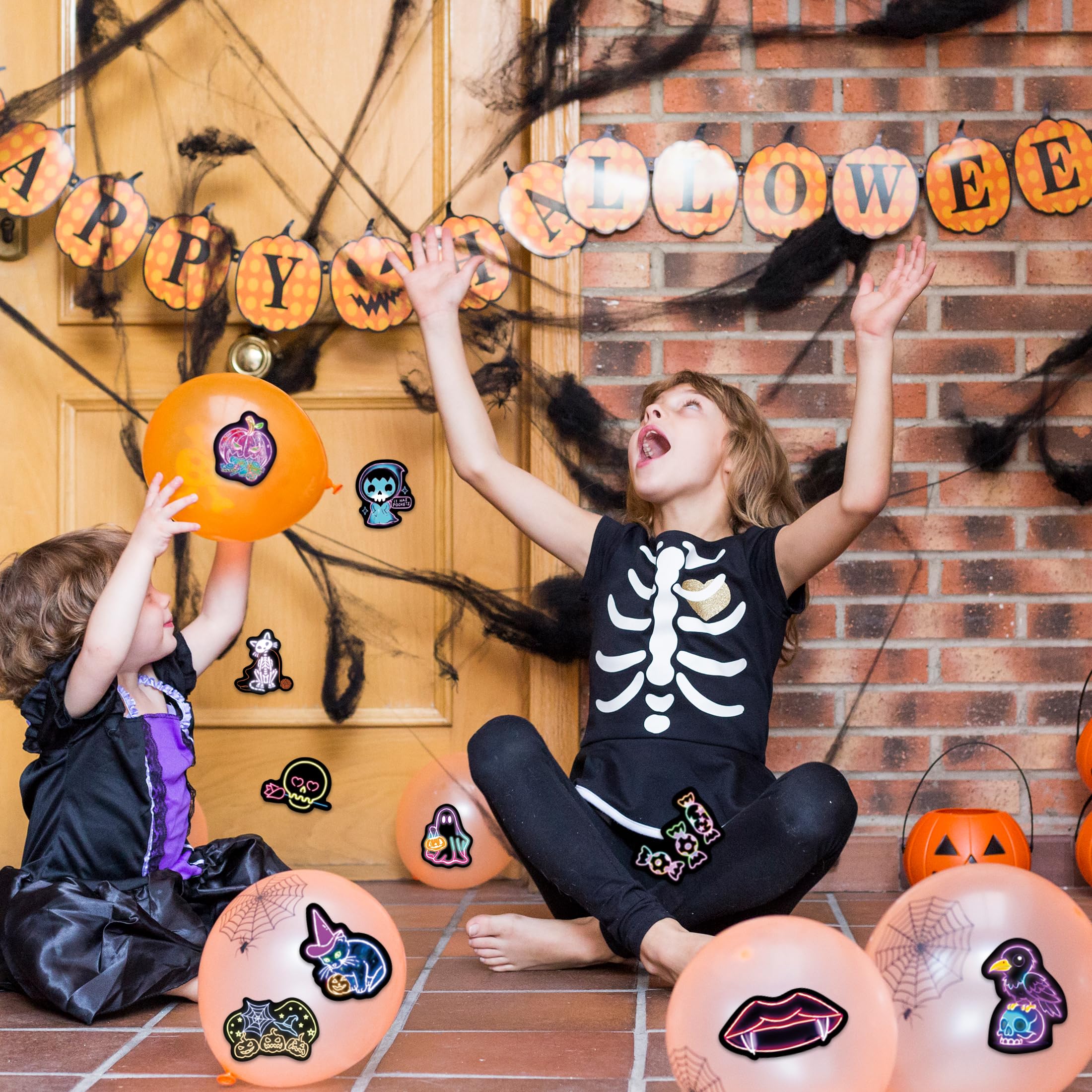 Robmoda neon Halloween skeletons stickers add spooky flair to laptops