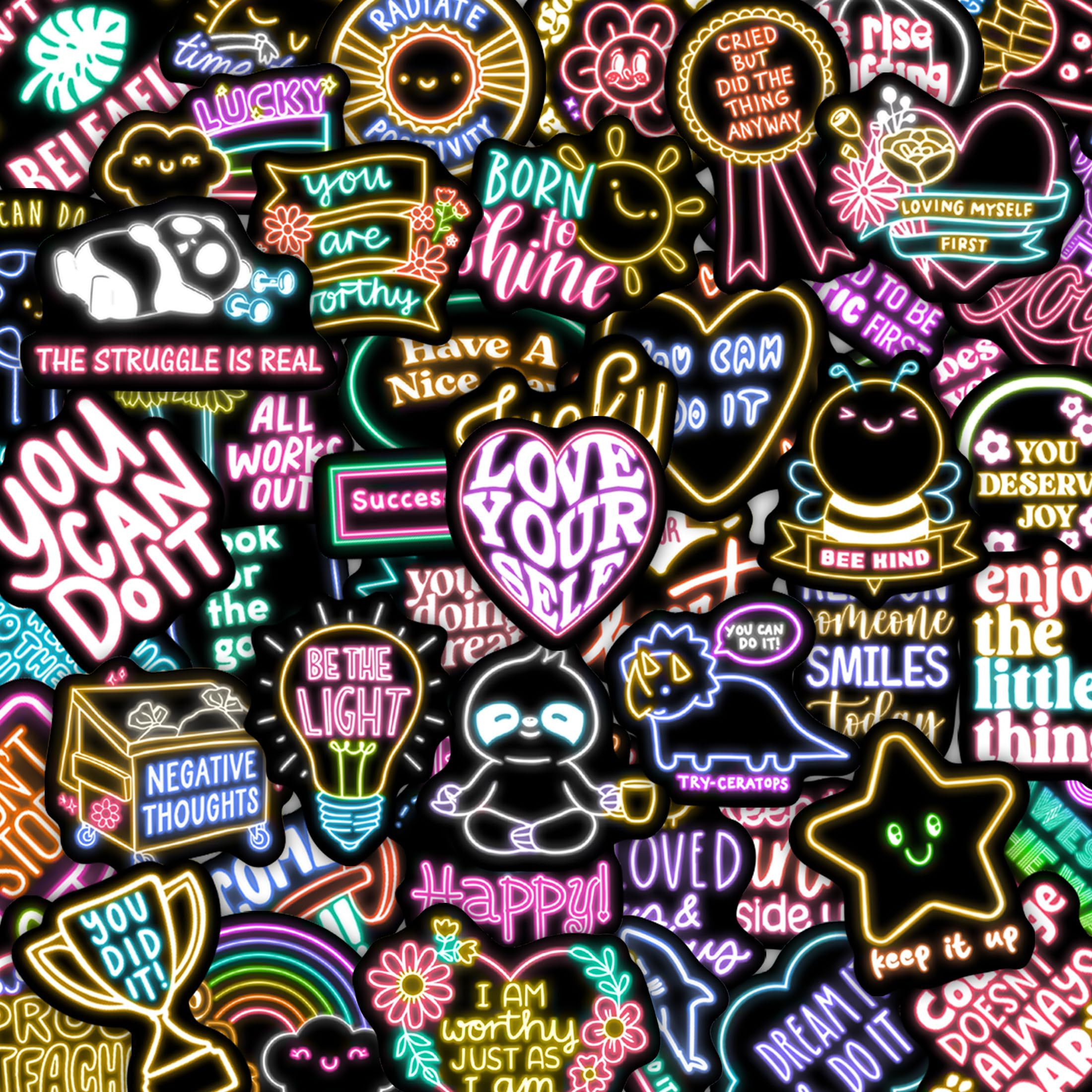 Robmoda neon quotes water bottle stickers add vibrant inspiration to daily hydration.