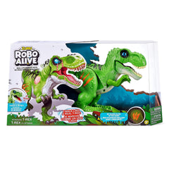 Robo Alive T-Rex bites and roars for realistic dinosaur action.