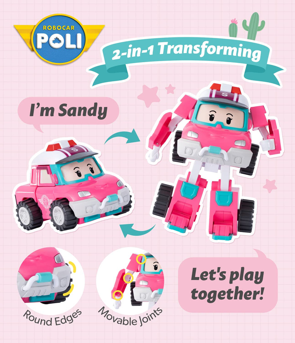 Robocar Poli Sandy in truck mode enables quick rescue play and active imagination
