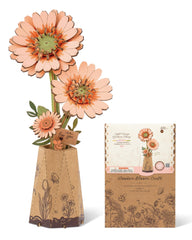 ROBOTIME 3D puzzle light orange gerbera daisy kit—ideal for home decor and mindful crafting