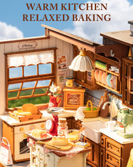 Robotime baking kitchen LED lighting provides a warm glow