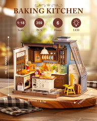 Robotime baking kitchen wall cabinet storage highlights realistic organization