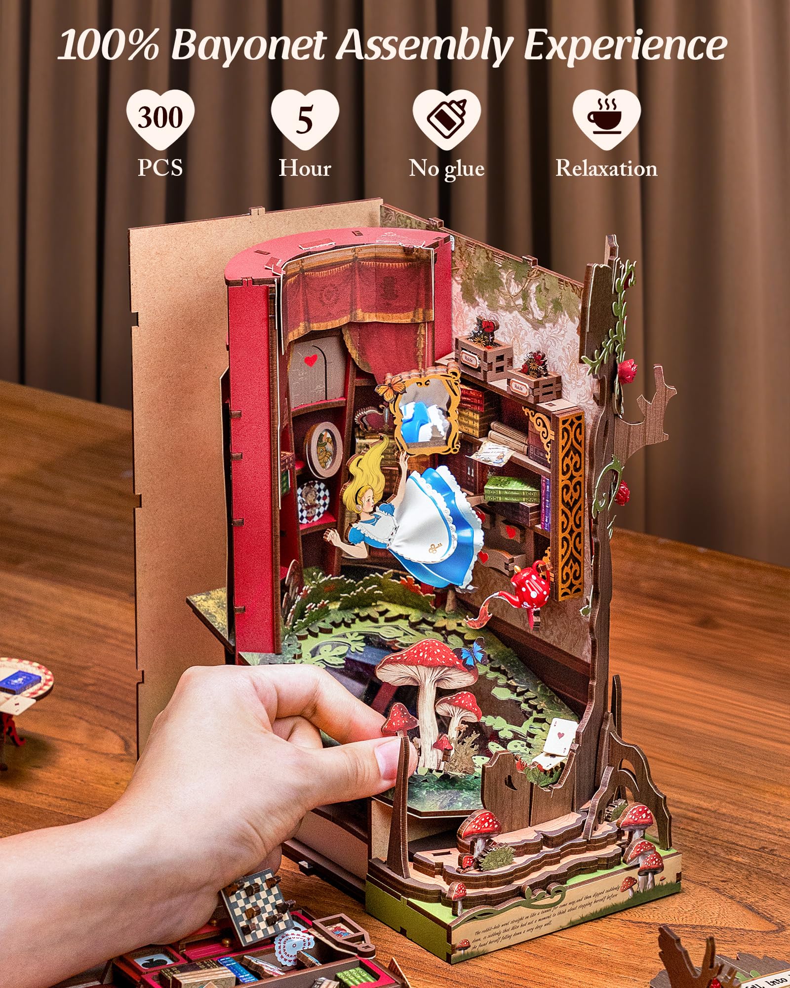 Robotime Book Nook Kit easy assembly steps guide