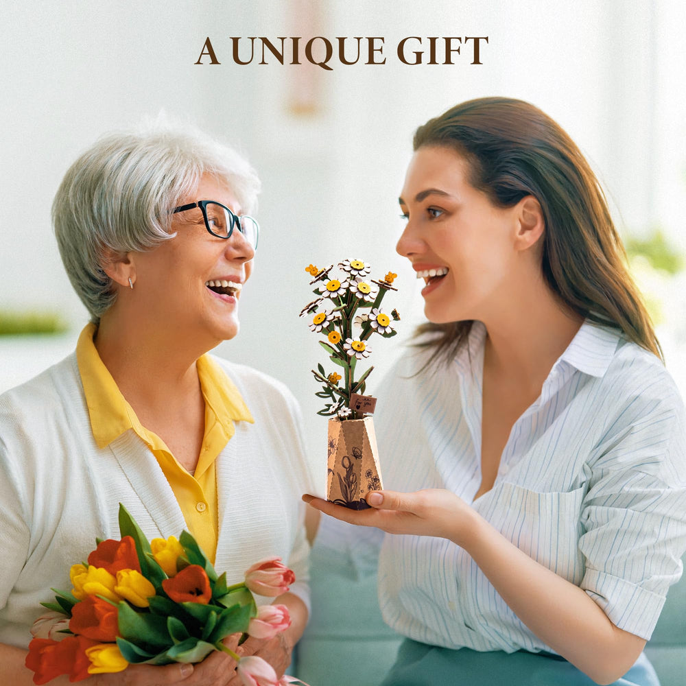 ROBOTIME chamomile craft kit with gift card ideal for celebration gifting.