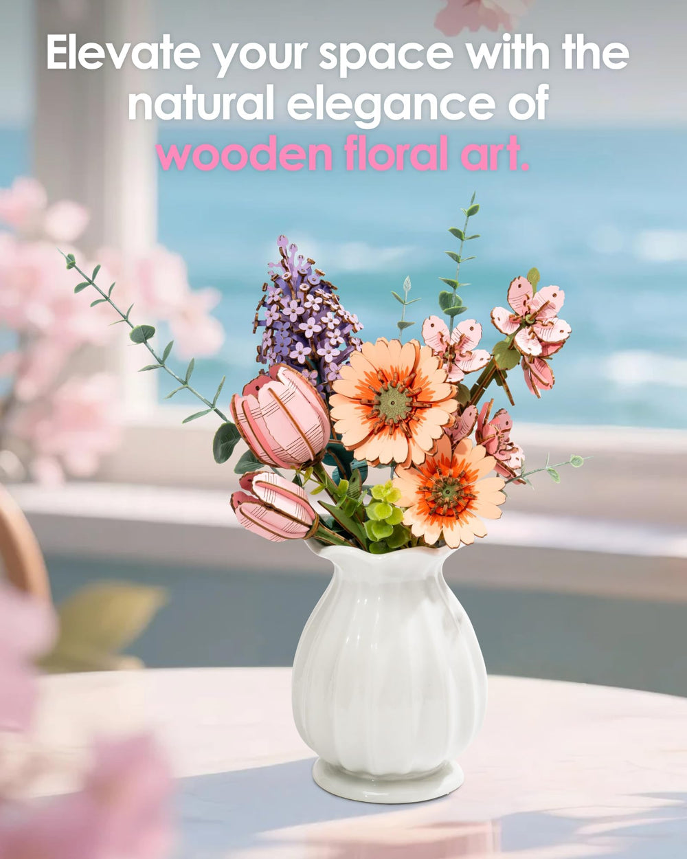 ROBOTIME completed Sakura flower as elegant home decoration