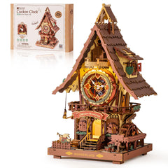 ROBOTIME cuckoo clock puzzle with glowing lights enhances cozy ambiance