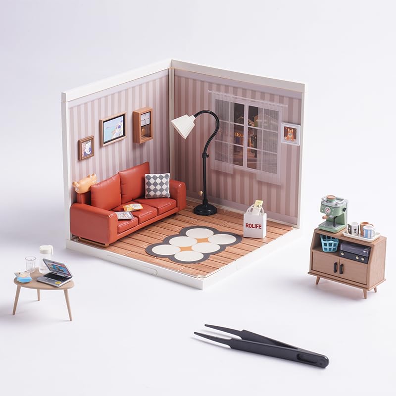 ROBOTIME Detailed miniature furniture provides realistic textures and scale for a cozy scene.