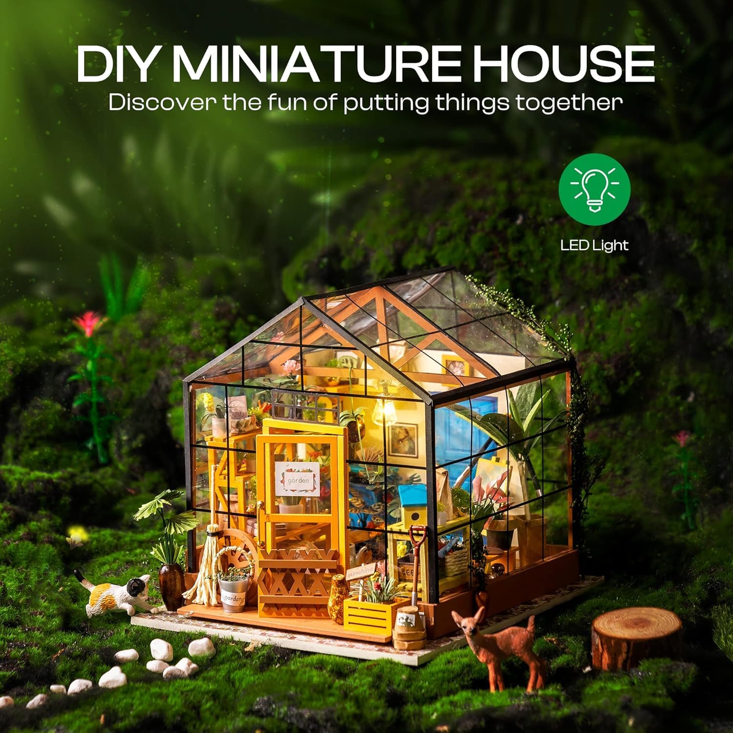 ROBOTIME DIY dollhouse kit assembly scene supports hands-on creativity and family bonding.