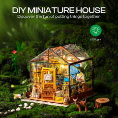 ROBOTIME DIY dollhouse kit assembly scene supports hands-on creativity and family bonding.