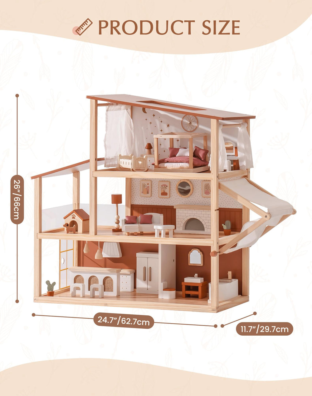 Robotime dollhouse awning and privacy sunshade for cozy, private play moments.