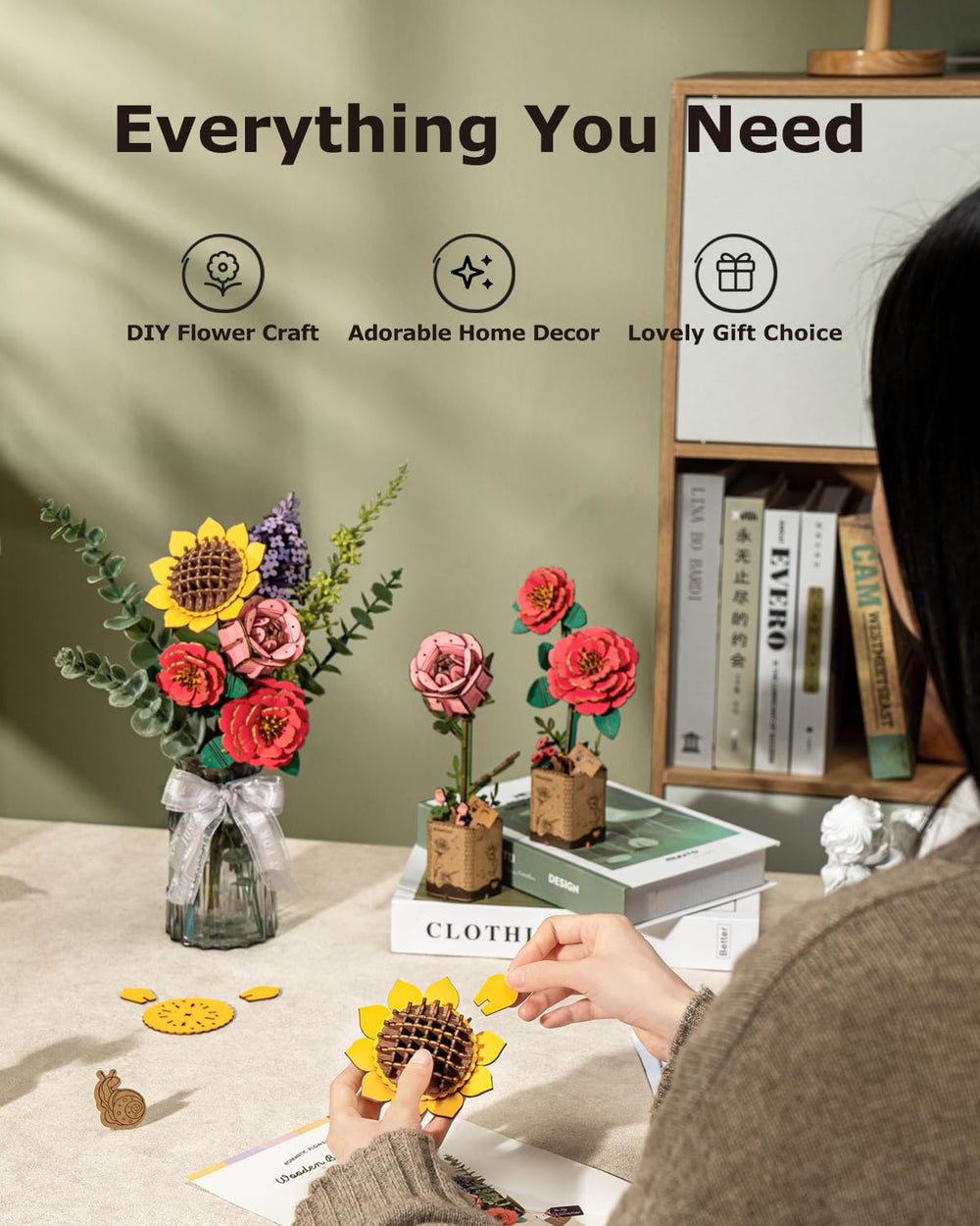 ROBOTIME Forever Flowers Illustrated Assembly Guide for step-by-step building