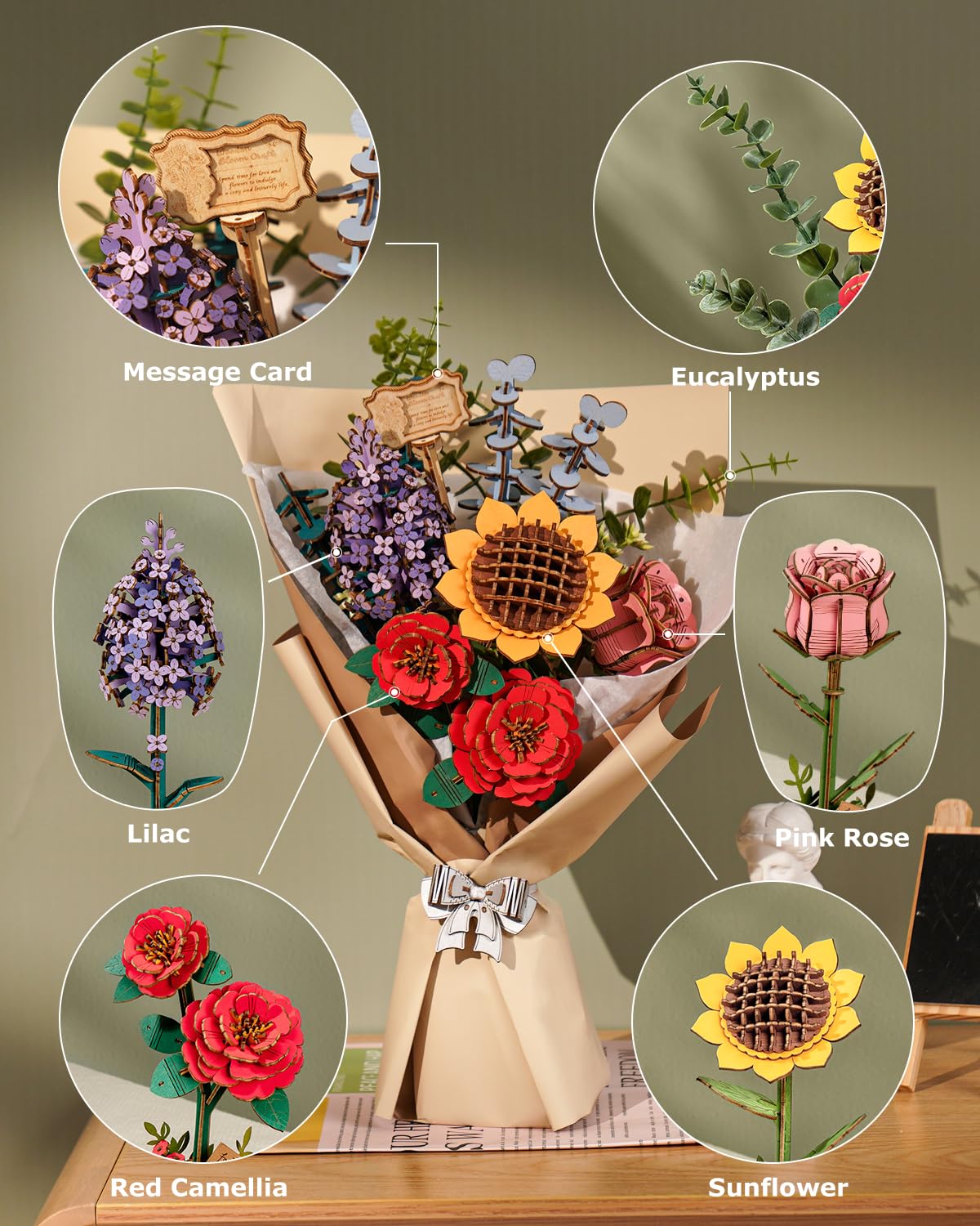 ROBOTIME Forever Flowers Pink Rose ideal for gifting and décor