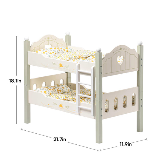 ROBOTIME green doll bedding included to enhance cozy playtime.
