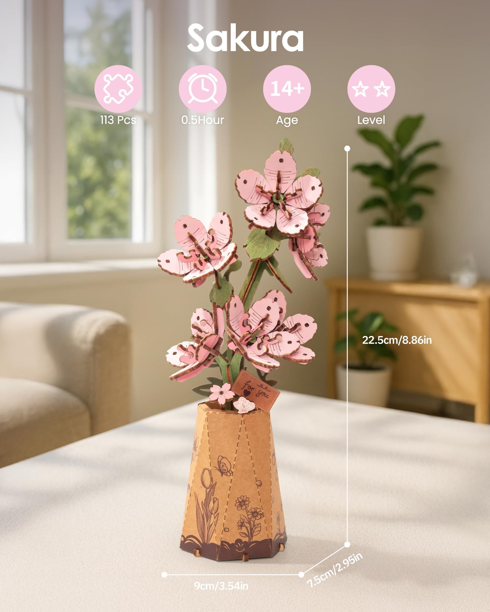 ROBOTIME laser-cut wood pieces ensure precise joins for easy construction