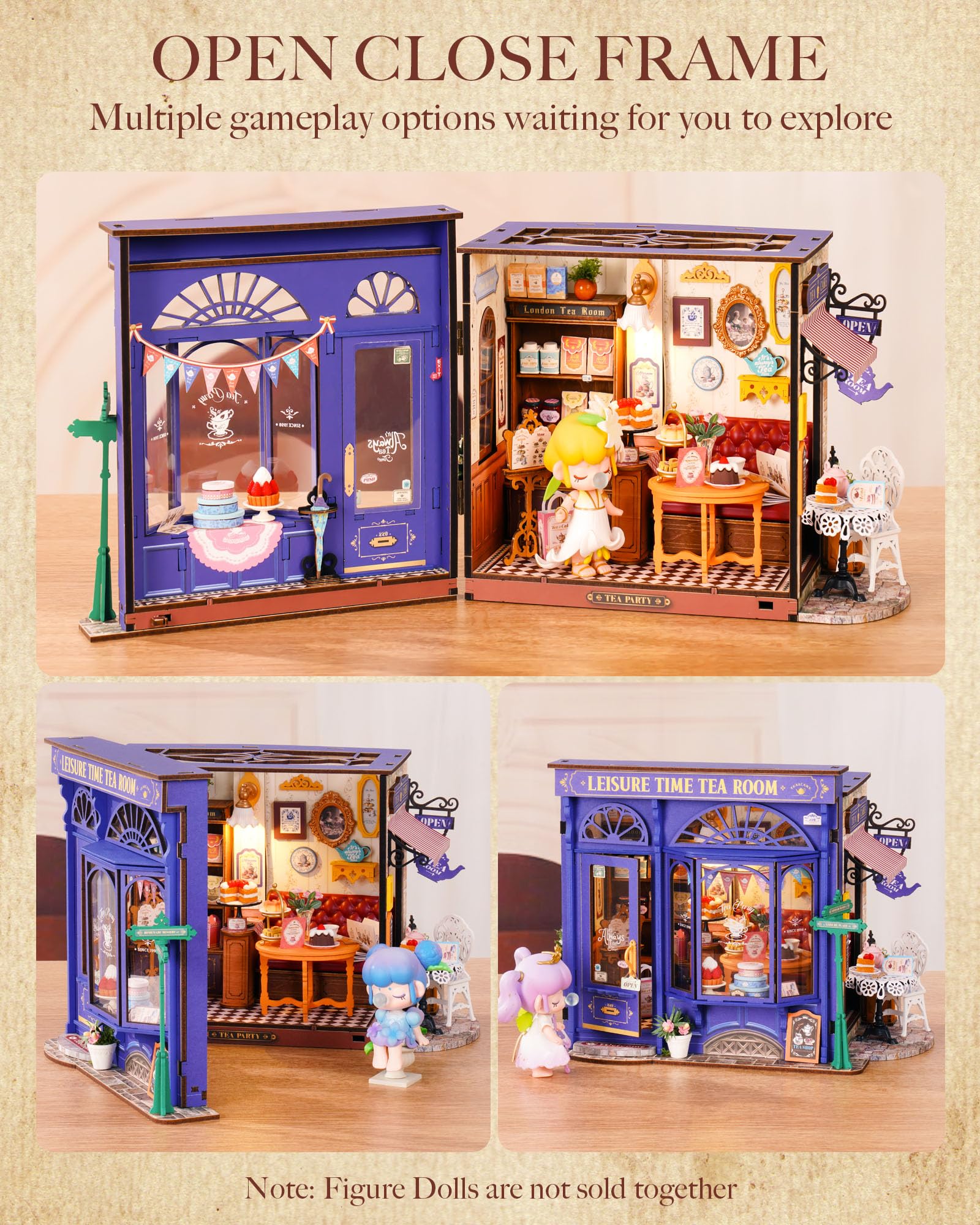ROBOTIME Leisure Time Tea Room gilded frame highlights refined craftsmanship