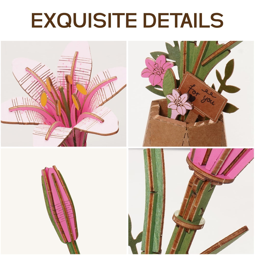 ROBOTIME Lily assembly in progress invites calm mindful crafting