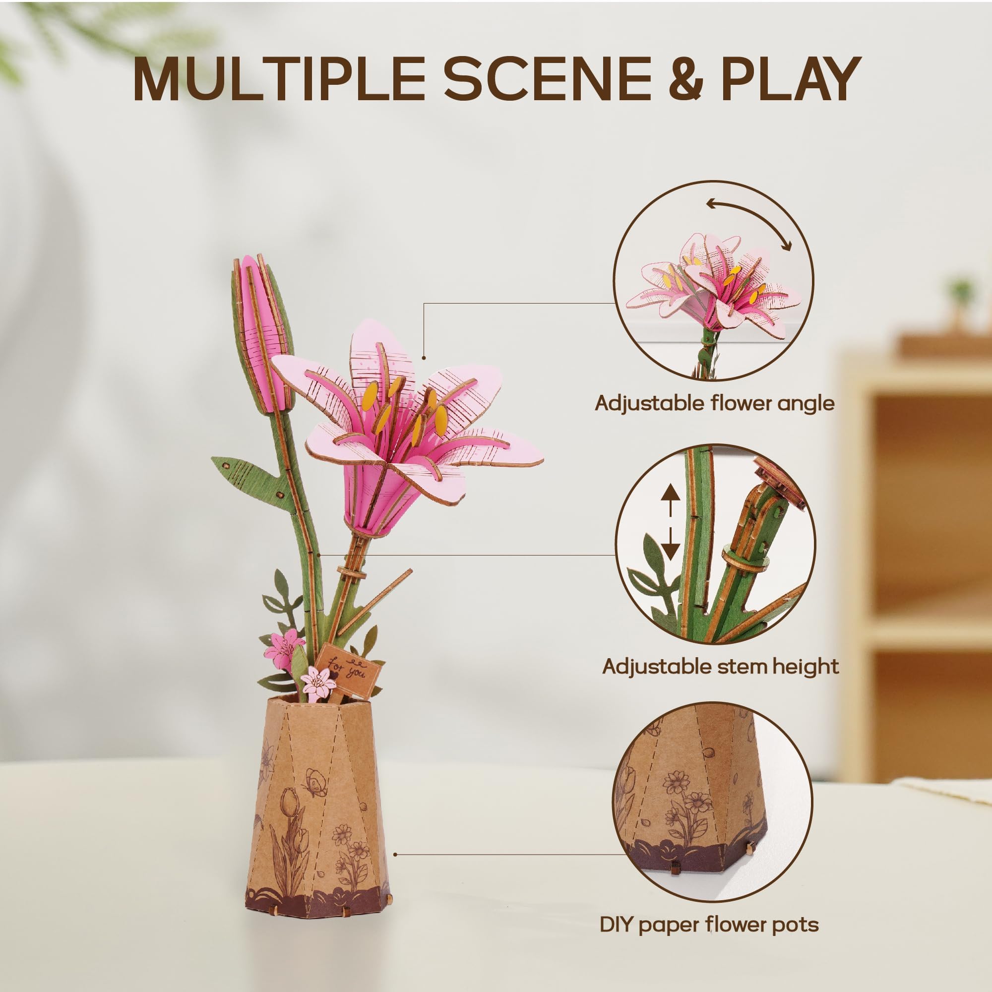 ROBOTIME Lily complete puzzle showcases a stunning home decor centerpiece