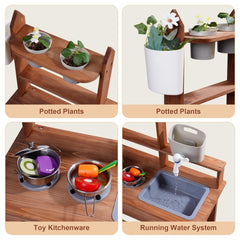 ROBOTIME Mud Kitchen removable sink simplifies cleanup after muddy fun.