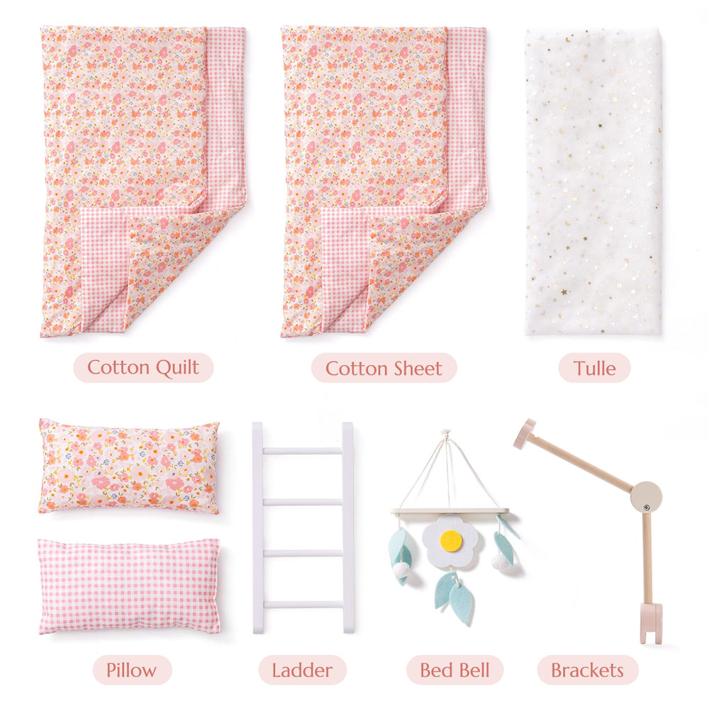 ROBOTIME removable ladder doll bunk bed shows easy customization for stacking or side-by-side setups