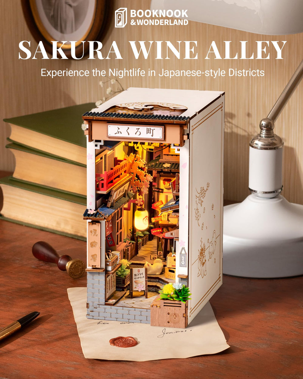ROBOTIME Sakura Wine Alley roof in ukiyo-e style enhances visual appeal for your space.