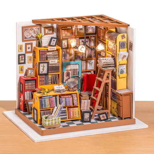 Robotime Sams Study DIY miniature house scene ideal for mindful crafting