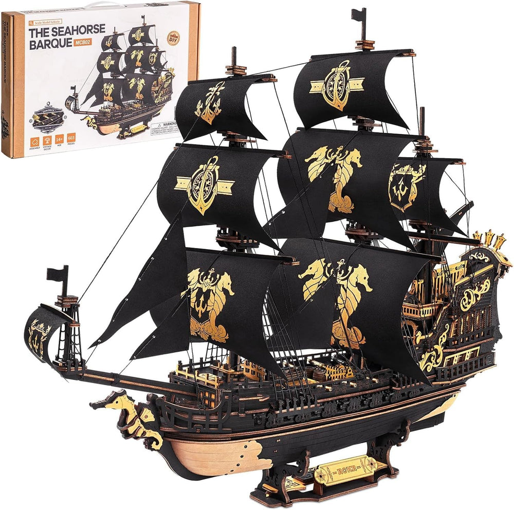 Robotime Seahorse puzzle-assembly scene, ideal for focused, hands-on relaxation.