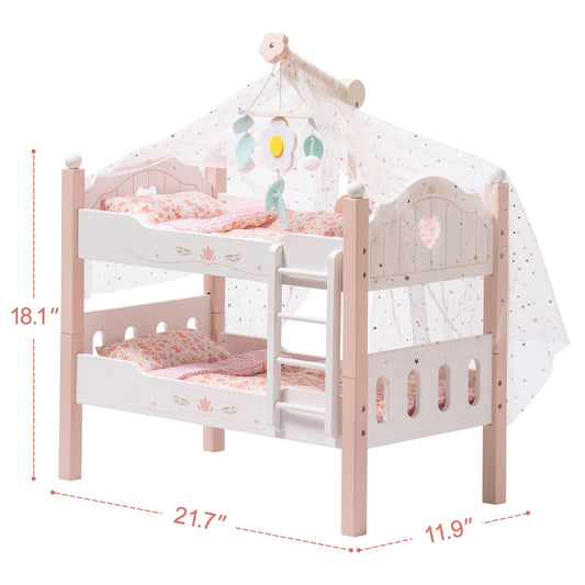 ROBOTIME stackable doll bed pink highlights versatile two-bed option for imaginative play