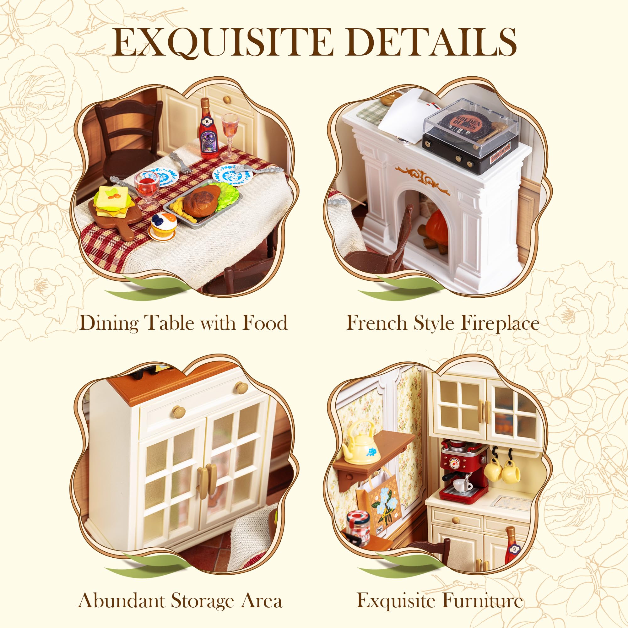 ROBOTIME Super Creator dinnerware set with detailed dishes for display