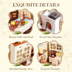 ROBOTIME Super Creator dinnerware set with detailed dishes for display