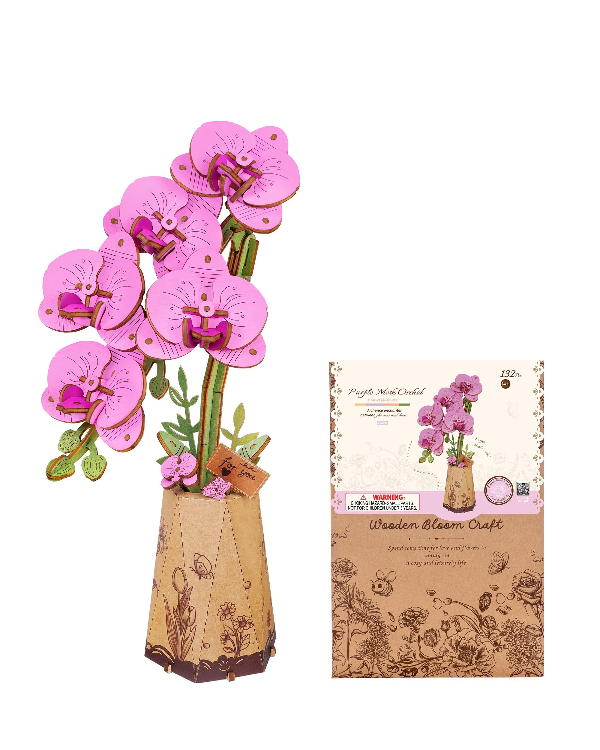 ROBOTIME TW091 Purple Moth Orchid front view highlighting delicate petals