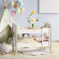 ROBOTIME wooden doll bed designed for 18-inch American Girl-size dolls.