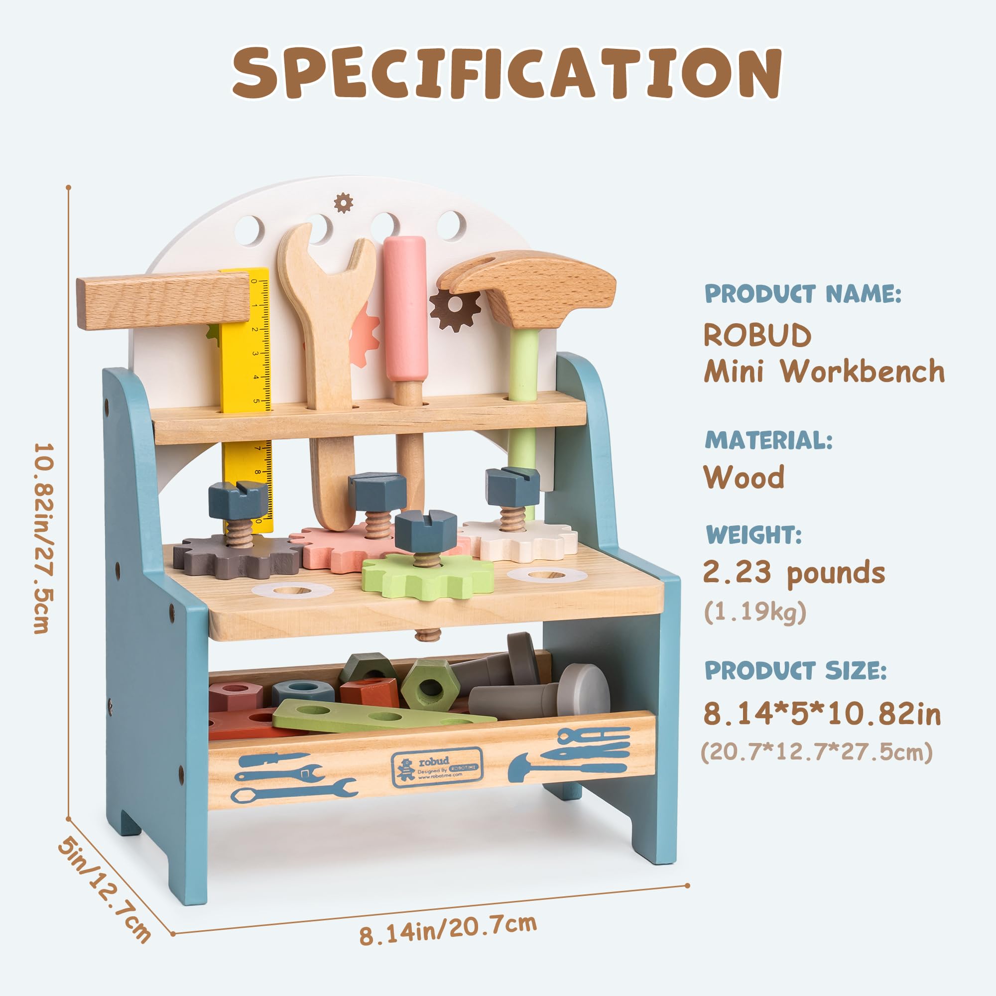 ROBUD durable wooden construction supports long lasting pretend play